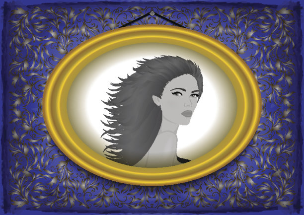 女性肖像在金框图片下载