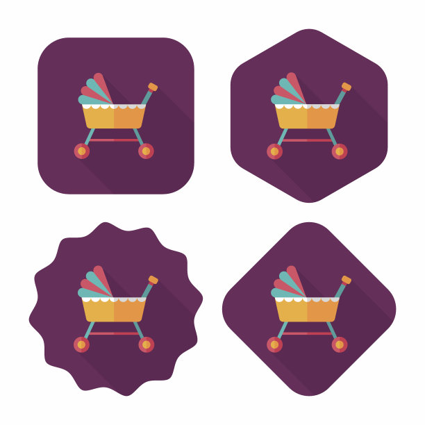 婴儿摇篮床与长影子的图标，eps10图片下载