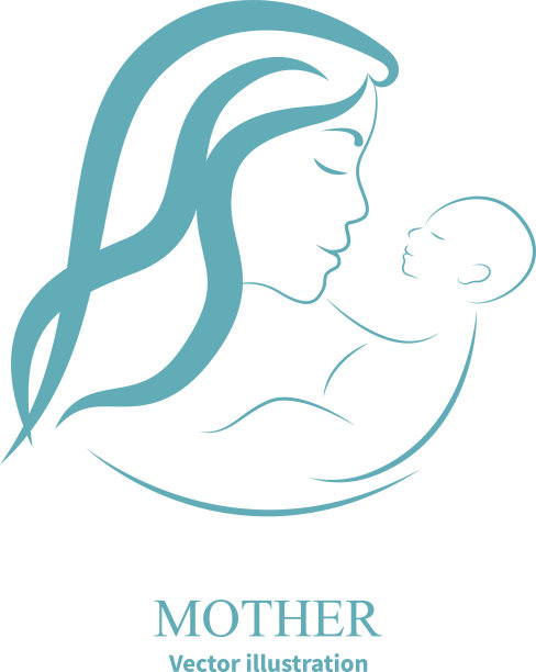 矢量插图素描母亲与一个小婴儿图片下载