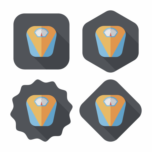 重量秤平图标与长阴影图片下载