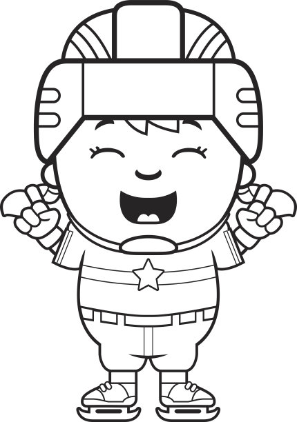 卡通曲棍球运动员庆祝图片下载