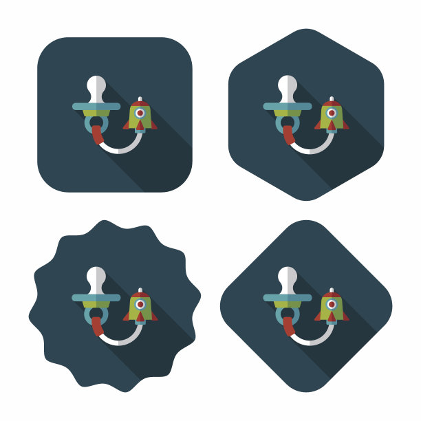 婴儿的假人平面图标与长影子，EPS 10图片下载