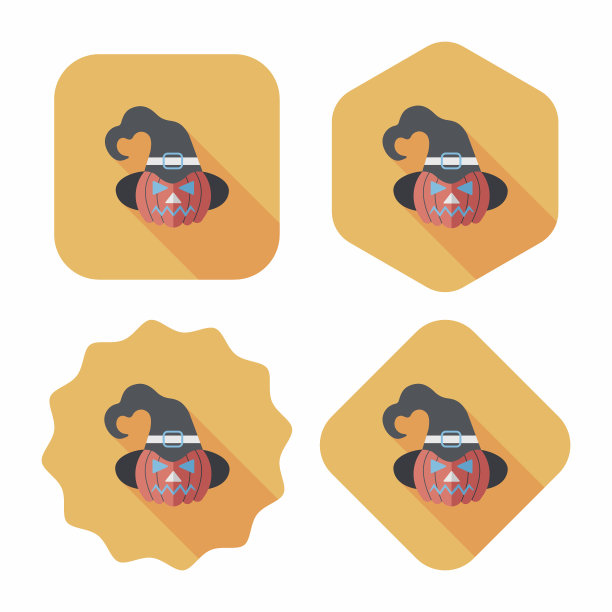 南瓜平图标与长影子，eps10图片下载