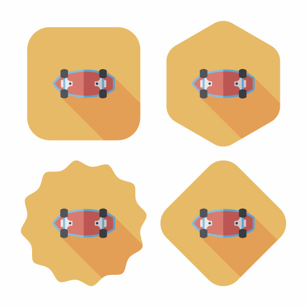 长阴影滑板扁平图标图片下载