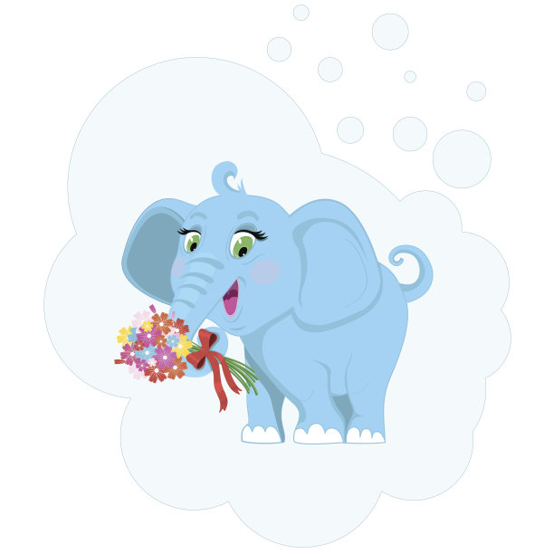 小象带着花。图片下载