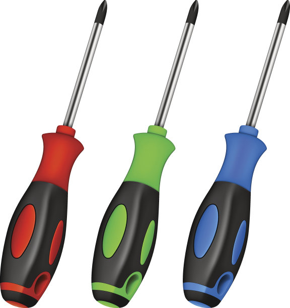 一套有不同颜色手柄的螺丝刀图片下载