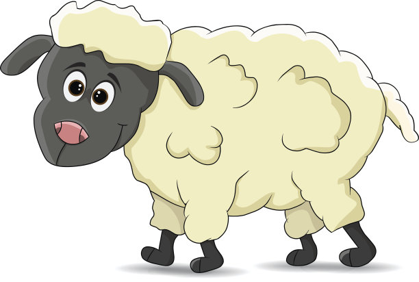 滑稽的卡通绵羊站着图片下载