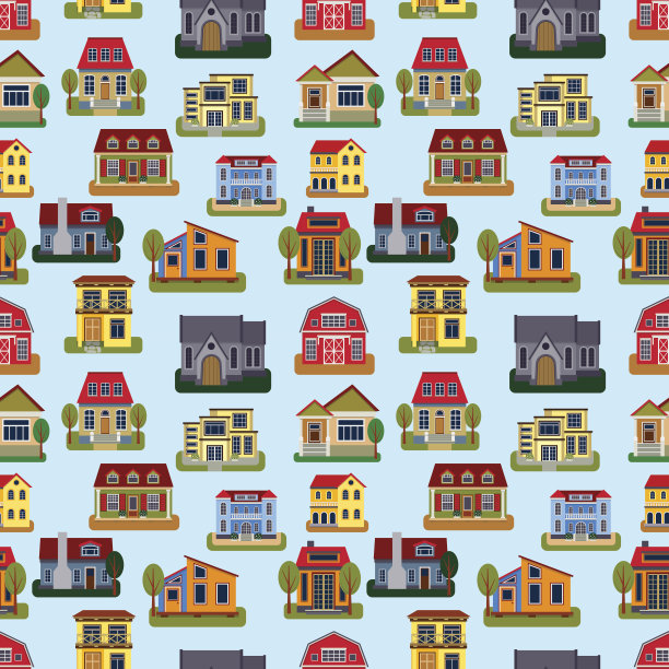 房屋前视图矢量插图图片下载