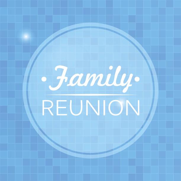 格言，鼓舞人心的海报，排版设计，家庭团聚，模糊的蓝色背景图片下载