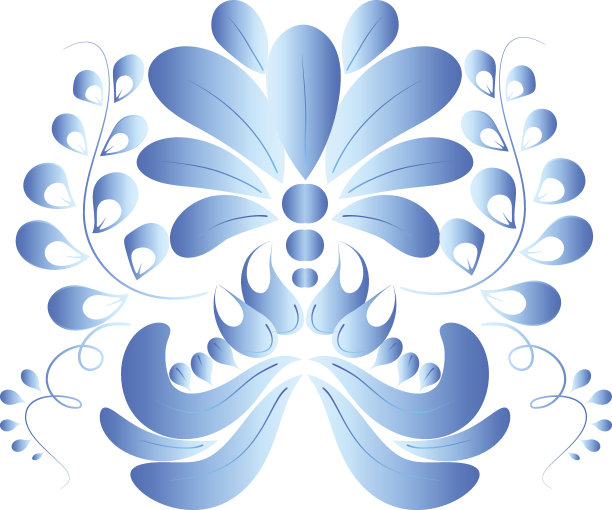 孤立在白色背景上的蓝色花。Gzhel风格。向量图片下载