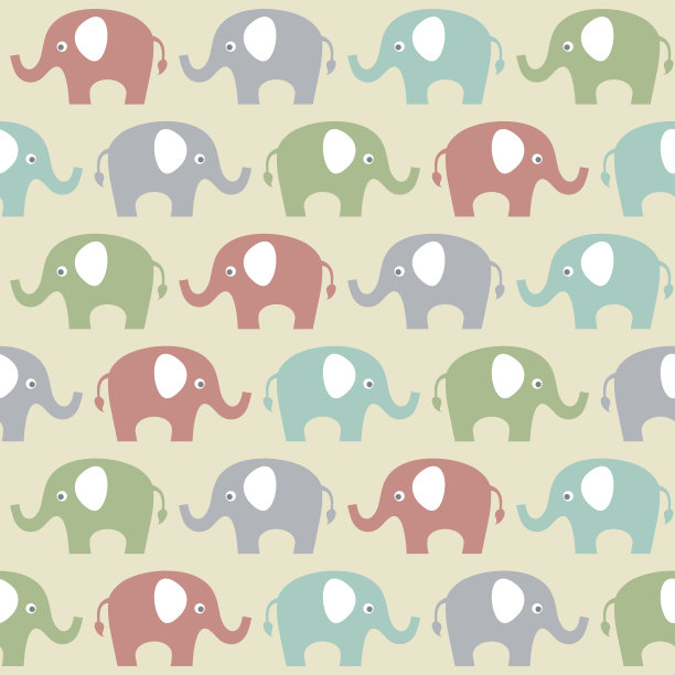 矢量无缝模式与大象图片下载