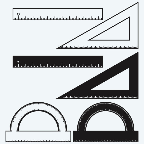 木制的尺子和三角形图片下载