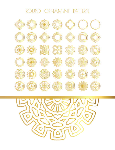 东方向量黄金图案。抽象的黄金饰品。图片下载