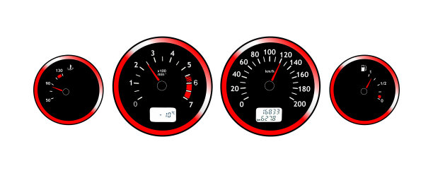 黑色和红色的发光汽车仪表盘图片下载