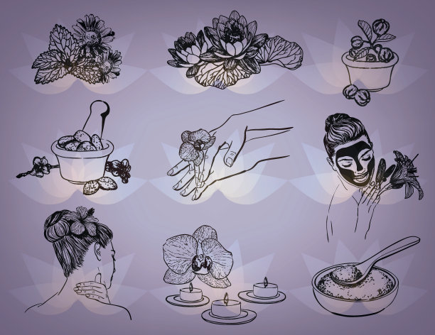 美容Spa矢量素描集图片下载