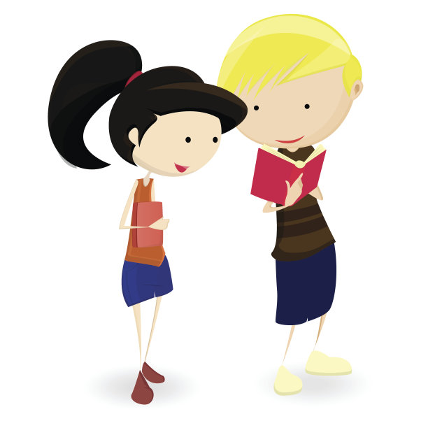 一对卡通青少年学生图片下载