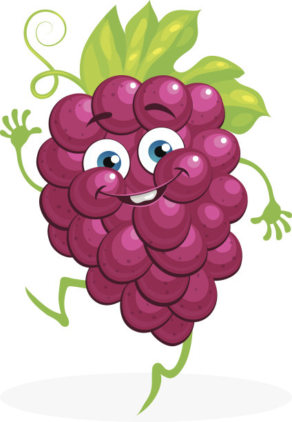 白色背景上可爱的葡萄。向量的性格。图片下载