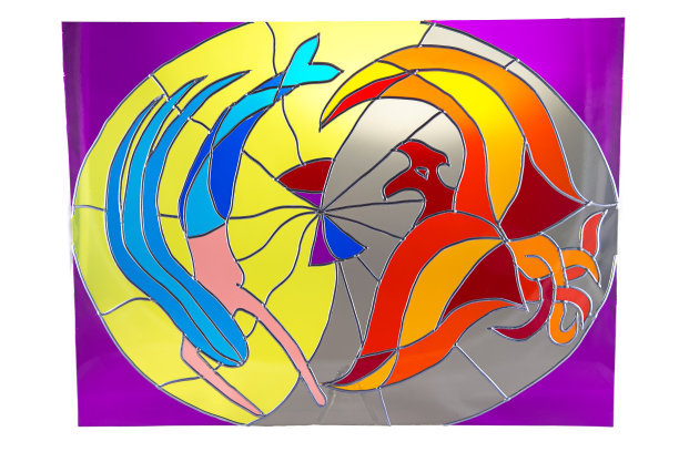 美人鱼和火焰染色的玻璃图片下载