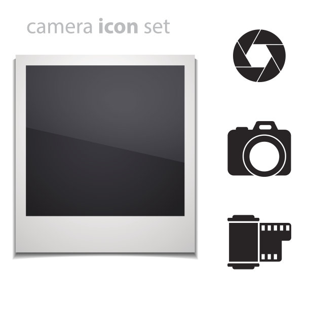 相机的图标集。图片下载