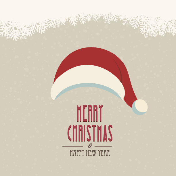 圣诞老人帽圣诞快乐雪背景图片下载