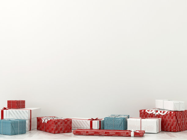 礼物靠近白墙图片下载
