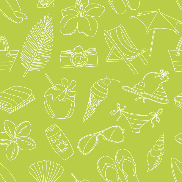 可爱的手绘素描线条图标无缝图案图片下载