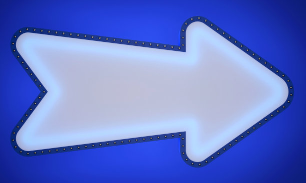 蓝色背景上的霓虹箭头图片下载