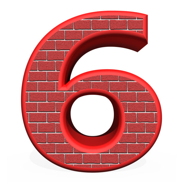 3d红色数字6孤立在白色背景图片下载