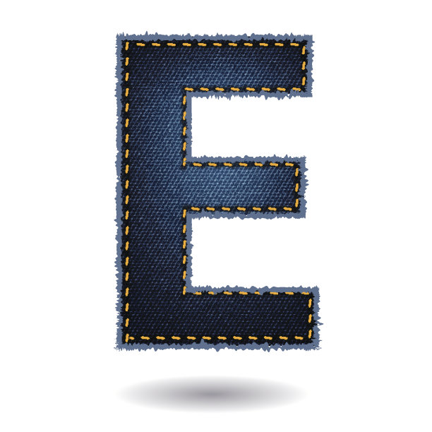 牛仔裤字母表孤立在白色的背景图片下载