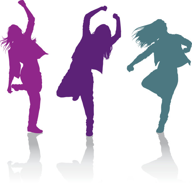 女孩跳街舞的剪影图片下载