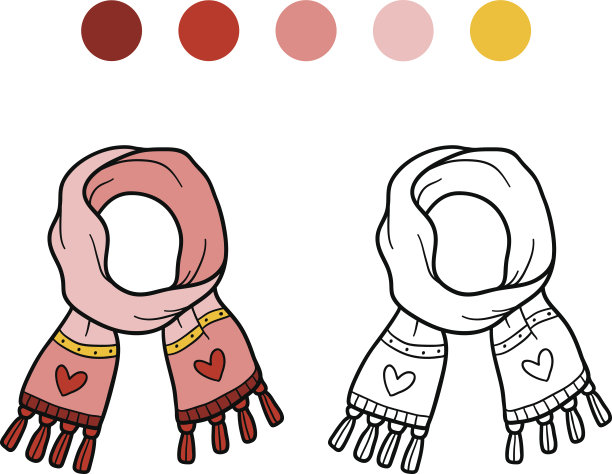 儿童涂色书，用爱心编织冬季围巾图片下载