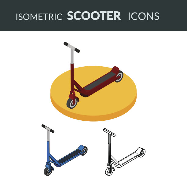 滑板车的一组图标图片下载