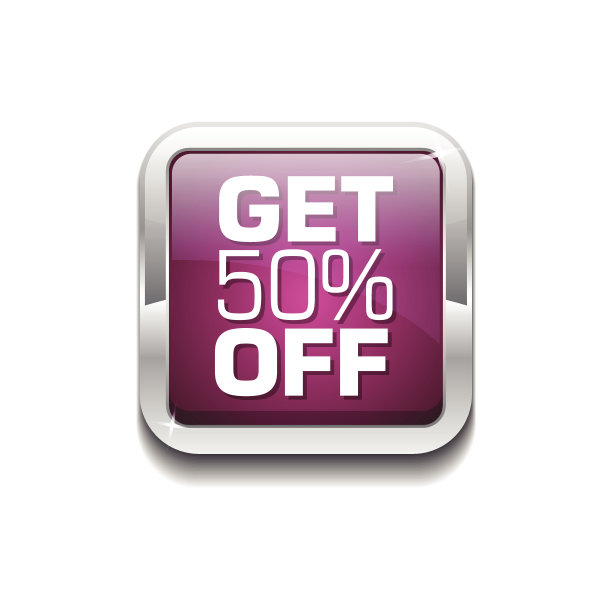 获得50%的粉色矢量图标按钮图片下载