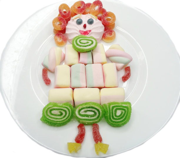 创造性的果酱、水果、果冻等甜食女子形式图片下载