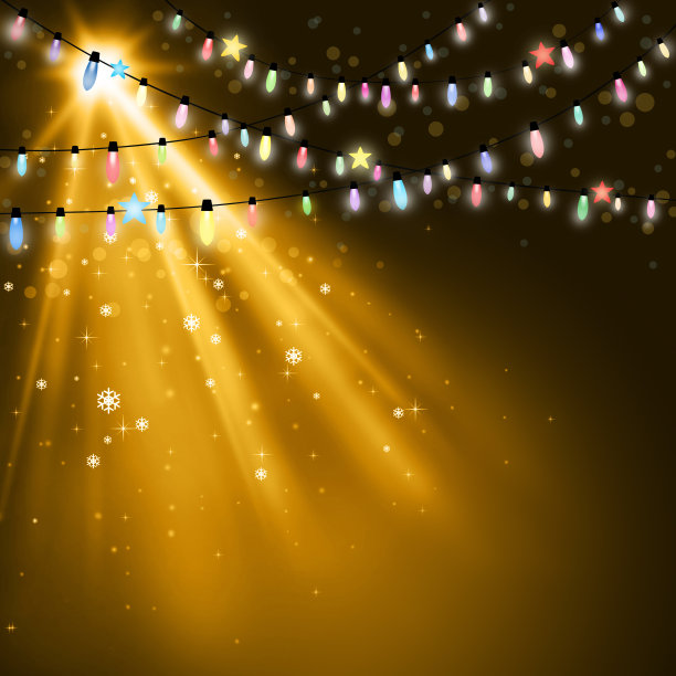 金色圣诞彩灯背景图片下载