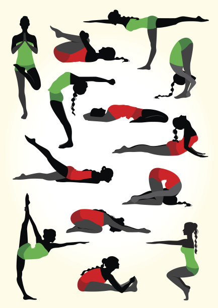 瑜伽的轮廓以白色为背景图片下载