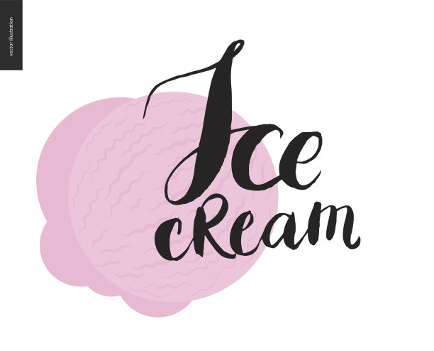 粉红色的冰淇淋勺上刻着冰淇淋的字母图片下载