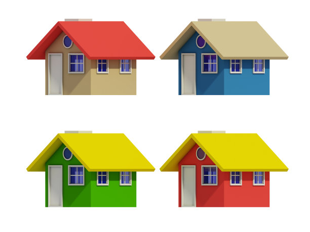 四套房子的颜色变化图片下载