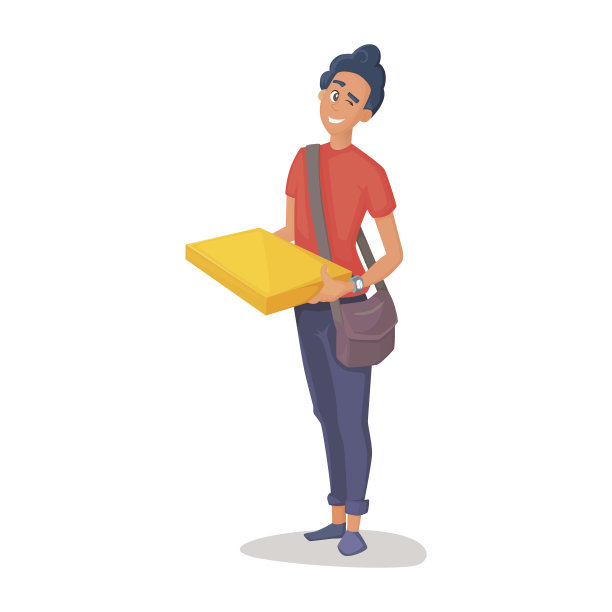 年轻人捧着一个大箱子送快递图片下载
