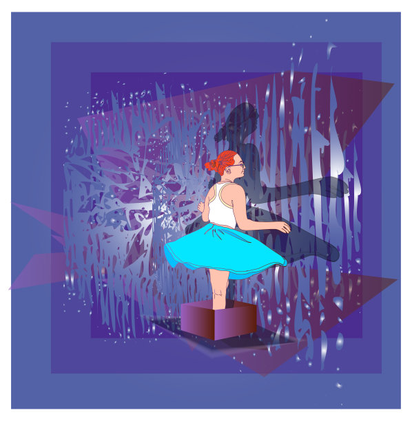 童女少年向量紫礼盒图片下载