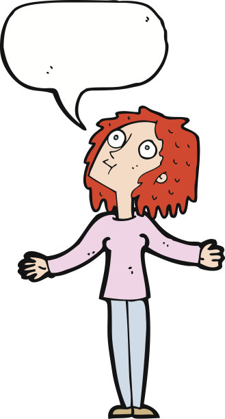 卡通好奇的女人抬头看着泡泡说话图片下载