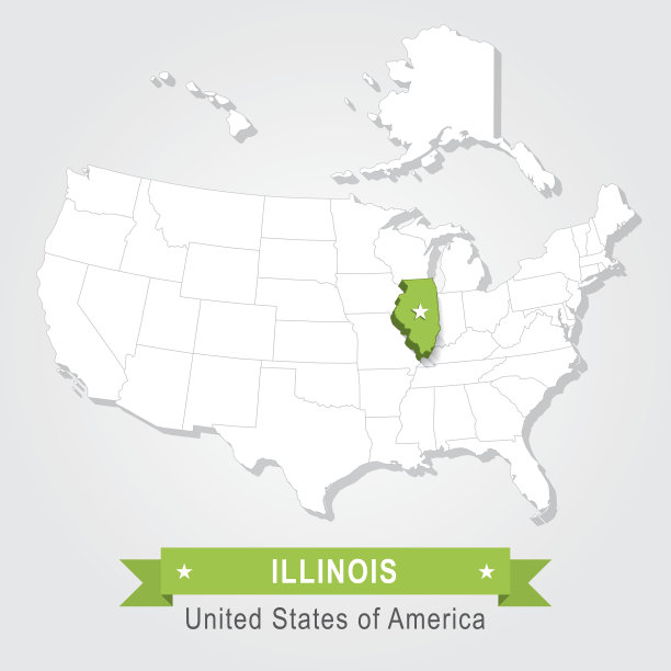 伊利诺斯州。美国行政地图。图片下载