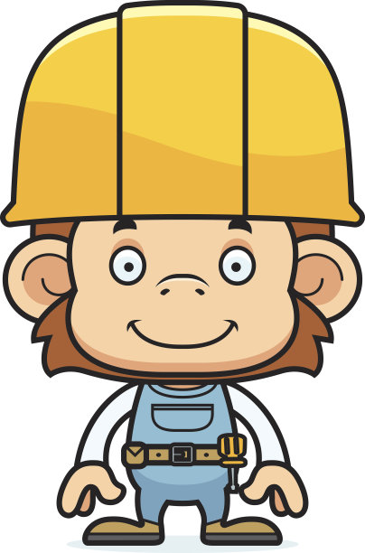 卡通微笑的建筑工人猴子图片下载