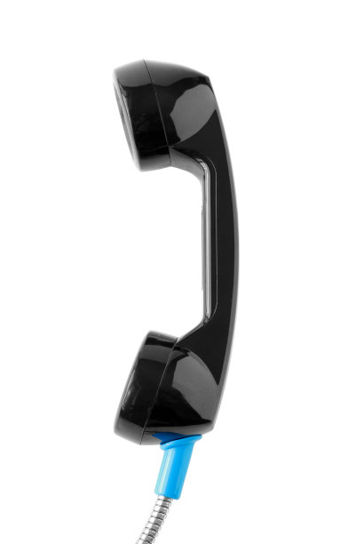 黑色电话手柄在白色背景上垂直隔离图片下载