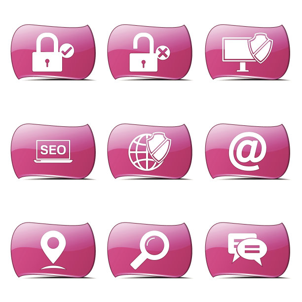 SEO互联网标志粉色矢量按钮图标设计集3图片下载