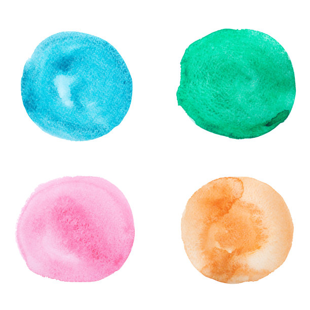 一套水彩轮，孤立在白色背景图片下载