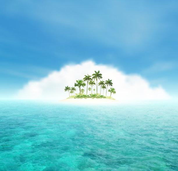 有棕榈树的海洋和热带岛屿图片下载