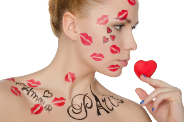 化妆的年轻女子谈论法国图片下载