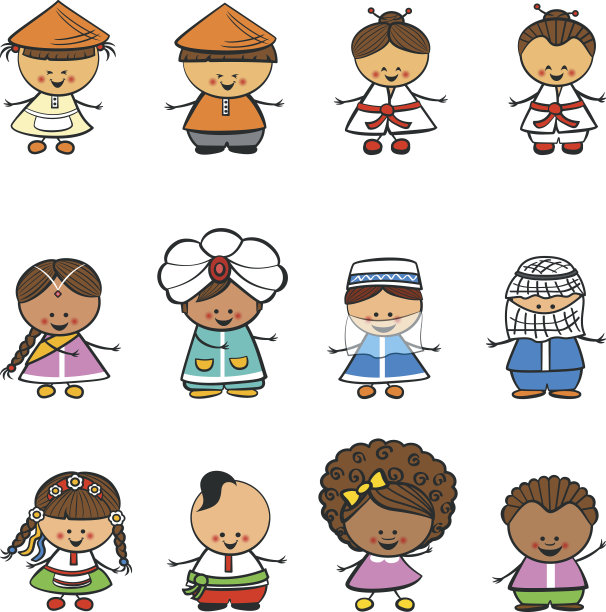 涂鸦：不同民族儿童图片下载