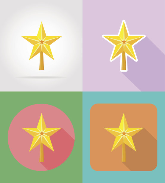 圣诞和新年平面图标矢量插图图片下载